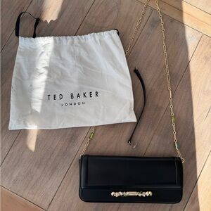 Ted Baker Black Clutch with Gold Chain